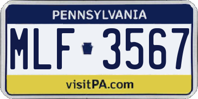 PA license plate MLF3567