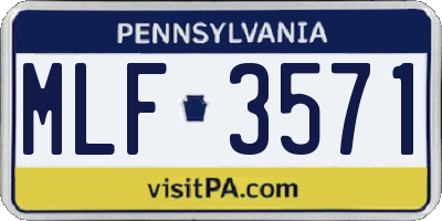 PA license plate MLF3571
