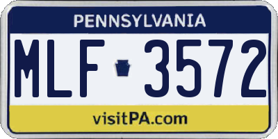 PA license plate MLF3572