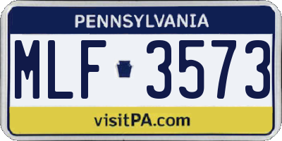 PA license plate MLF3573
