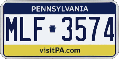 PA license plate MLF3574