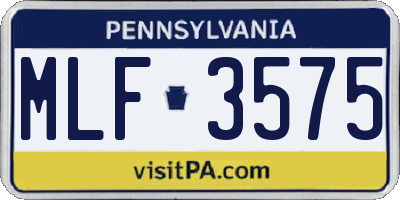 PA license plate MLF3575