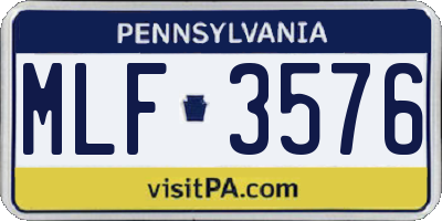 PA license plate MLF3576