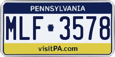 PA license plate MLF3578