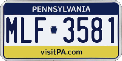PA license plate MLF3581