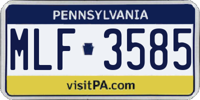 PA license plate MLF3585