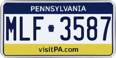 PA license plate MLF3587