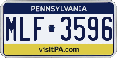 PA license plate MLF3596