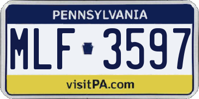 PA license plate MLF3597