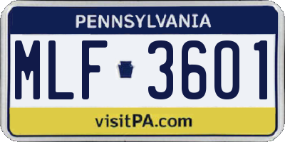 PA license plate MLF3601