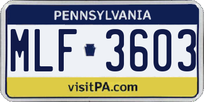 PA license plate MLF3603