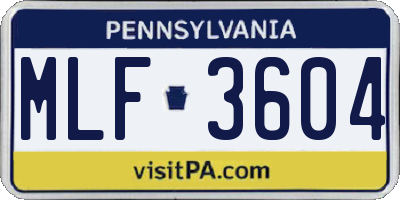PA license plate MLF3604