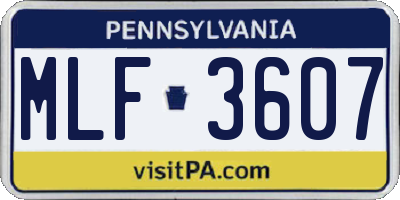 PA license plate MLF3607