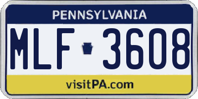 PA license plate MLF3608
