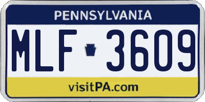 PA license plate MLF3609