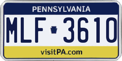 PA license plate MLF3610