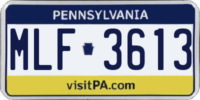 PA license plate MLF3613