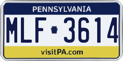 PA license plate MLF3614