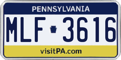 PA license plate MLF3616