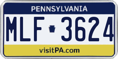 PA license plate MLF3624