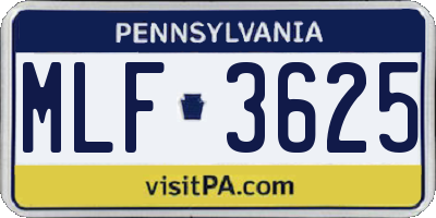 PA license plate MLF3625