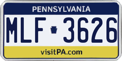PA license plate MLF3626