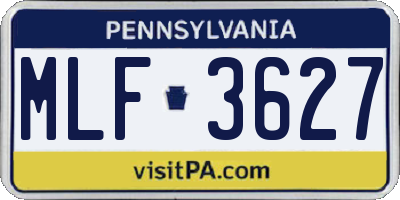 PA license plate MLF3627