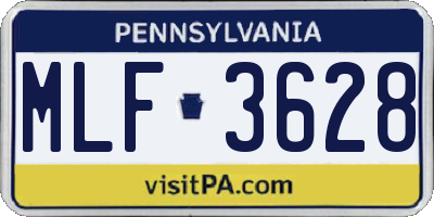 PA license plate MLF3628