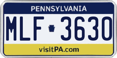 PA license plate MLF3630