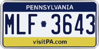 PA license plate MLF3643