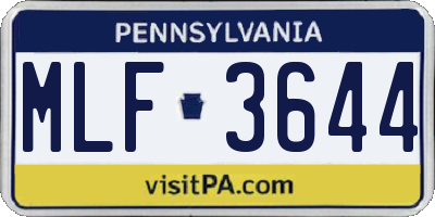 PA license plate MLF3644