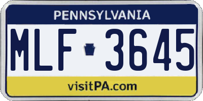 PA license plate MLF3645