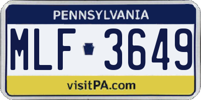 PA license plate MLF3649