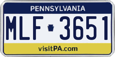 PA license plate MLF3651