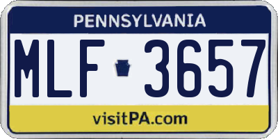 PA license plate MLF3657