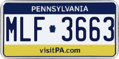 PA license plate MLF3663