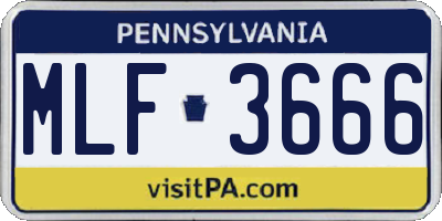 PA license plate MLF3666