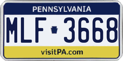 PA license plate MLF3668
