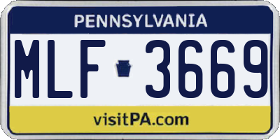 PA license plate MLF3669