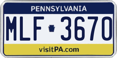 PA license plate MLF3670
