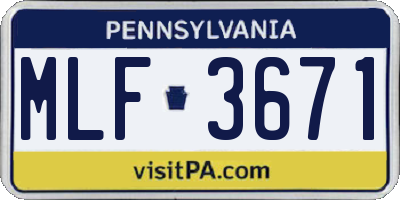 PA license plate MLF3671