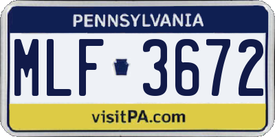 PA license plate MLF3672