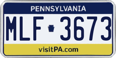 PA license plate MLF3673