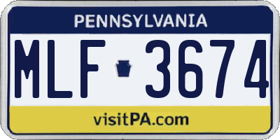 PA license plate MLF3674