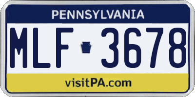 PA license plate MLF3678