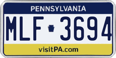 PA license plate MLF3694