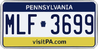 PA license plate MLF3699