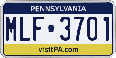 PA license plate MLF3701