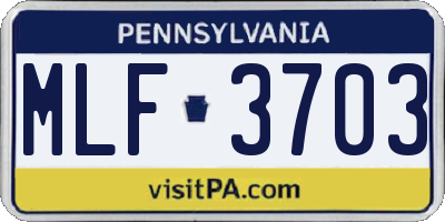 PA license plate MLF3703