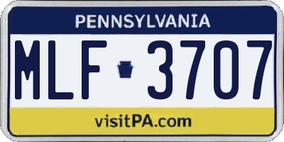 PA license plate MLF3707